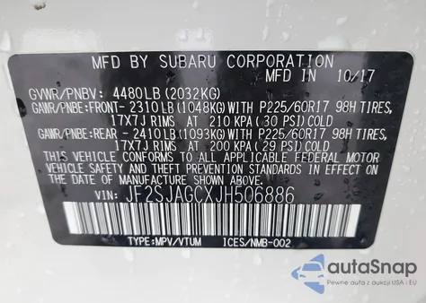 2018 Subaru Forester 2.5I Premium из США, поврежденный, VIN JF2SJAGCXJH506886